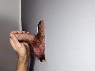 Boy With Curved Hairy Cock, With Lots Of Cum Comes To Gloryhole To Be Milked