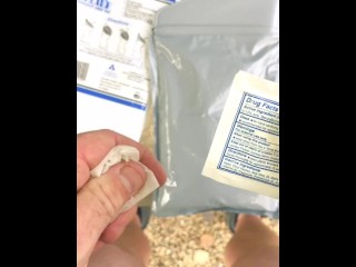 Behind_the scenes: Demonstration of the Brief Relief Disposable Urinal Bag_Kit, Urine Gels Instantly