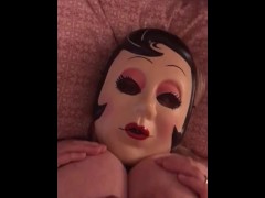 Kinky Cartoon mask POV titfuck and jerkoff cum load on my massive huge natural tits 💦💦