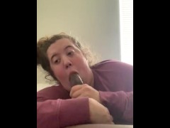 White girl eats whole dick up 