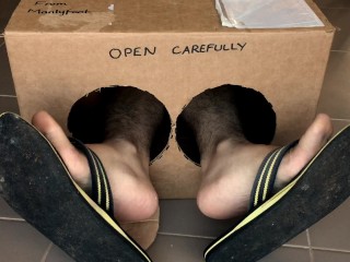 Surprise Delivery Series - Worn out Flip flops - Thongs - Big Male Feet to Worship - 🩴 Manlyfoot