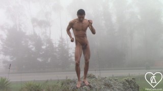 Public Masturbation Crazy Boy MASTURBATING AND DANCING NAKED ON A STONE IN FRONT OF A BUSY ROAD