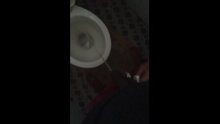 Gf records my big black cock getting hard while peeing. Erection while peeing.