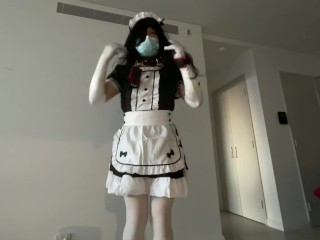 Asian Sissy Maid_in Chastity_denied vibrator orgasm