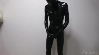 Kink Handjob With A Condom Catsuit