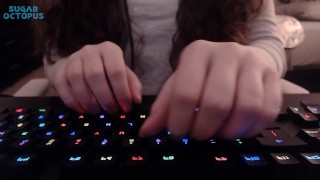 Gamer Girl Using The Keyboard