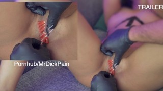 Piercing her pussy shut with needles 4K (Trailer) Indian GF pussy 