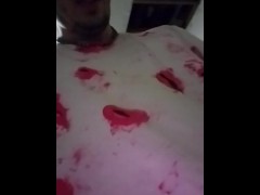 Jerking off to a hardcore video and describing what they are doing