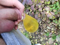 HUGE COCK PISS IN CONDOM AND PISS ON MYSELF PUBLIC