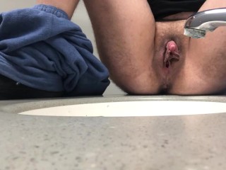 piss and play in the school_bathroom sink