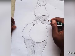 Big Ass Instagram Model Nude || Pencil Drawing sexy Art