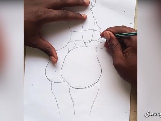 Big Ass InstagramModel Nude Pencil Drawing sexy Art