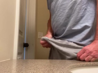 Big dick pitching tent and blowing a huge load through thick boxer underwear. Explosive_cumshot!