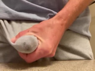 Big dick pitching tent and blowing a huge load through thick_boxer underwear. Explosive cumshot!