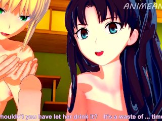 SABER AND RINTOHSAKA THREESOME - FATE/STAY NIGHT HENTAI_3D UNCENSORED