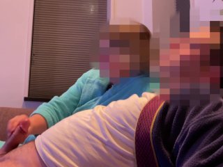 Casual Handjob from WifeWhile Watching Tv on_Couch
