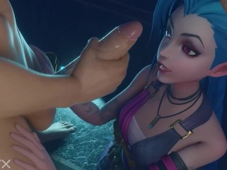 Jinx handjoband deepthroath blowjob with cumshot 3danimation