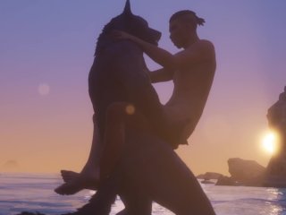 Gay Wolf & Man Make Love By The Beach / Wild Life Furries