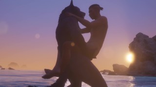 Wild Life Furries Gay Wolf And Man Make Love On The Beach