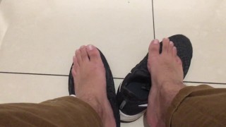 Foot Fetish Testing To See If The Guy In The Stall Next To Me Wants To Play Manlyfoot In Public