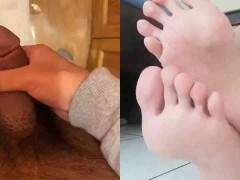 Jerking off with boy feet in cam - Ends with cumshot