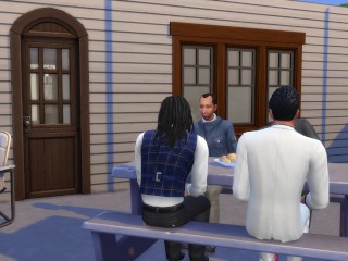 Mega Sims- Wife cheats on_husband with his Co-Workers_at his home (Sims 4)