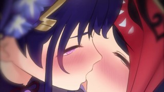 Animation Lesbians Kissing While Performing A Boobjob