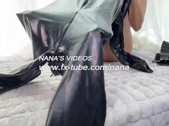 Leather catsuit bondage orgasm