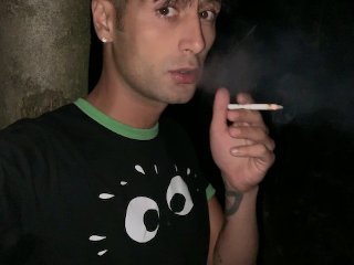 Smoking Cigarette While Jerking And Cumming Outside