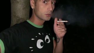 Public Masturbation Outside Smoking A Cigarette While Jerking And Cumming