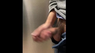 Quickie Jerking Off In A Mall Restroom