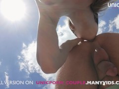 PUBLIC RIMJOB BY THE SEA | She lick my ass and blow my cum on public beach | UNICPORN COUPLE ALEX