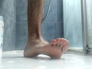 Would You Like To Cum On My Feet? Bath Them With Your Sperm Please! Sexy Feet Boy Play In The Shower