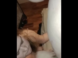 Sucking daddy'sbig cock before bed
