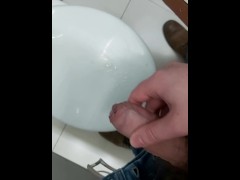 Masturbation on the toilet in the mall