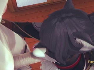 Genshin Impact Furry - Zhongli Cat Blowjob With Pov (Uncensored)