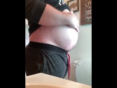 Fat beer belly pig