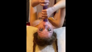 Spit Sloppysuzzy Slobbers While Swallowing Her Dildo