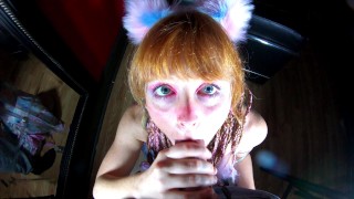 Redhead POV Of A Redhead With Fox Ears Giving A Blowjob And Receiving A Facial