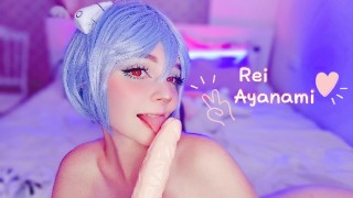 Rei Ayanami Becomes Horny And Cums With A Dildo And A Vibrator
