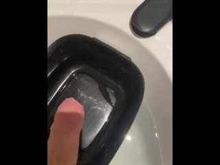 Bath masturbation by big_cock straight guy - jerking_in to a bowl