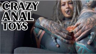 Gape ATM Big Dildos GAPE Prolapse Play Big SQUIRT From Tattoo Girl In High Heels Hard ANAL Strech