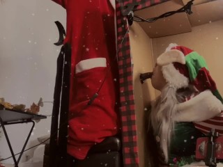 SANTA puts his north pole into a gloryhole Christmasgift and_fucks his ELF