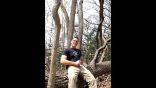 Outside Jerking-Off Exhibitionist Masturbating In The Woods