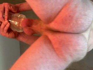 Fucking my Tight Fleshlight Pussy with my_Big Dick and_Cumming Hard - Massive Cumshot - Loud Moaning