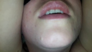 Real POV! Very Hot! Cum in stepsister's chubby lips