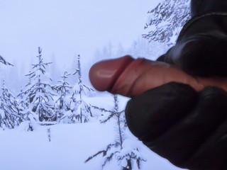 JERKING OFF IN THE WINTER FOREST