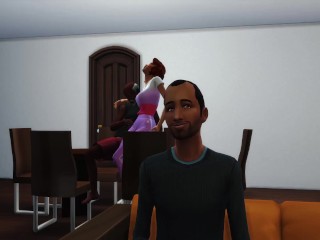 Mega Sims- Cheating wife gangbanged_by BBC infront of husband (Sims 4)