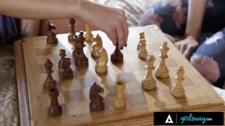 GIRLSWAY Naturally Stacked Lana Rhoades And August Ames Ride Each Other's Face During Chess Game