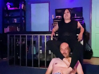 Goddess Mara Sits on Ass Man's Face + Slides Over_His Bodyin Yoga Pants Kinky Foot Fetish
